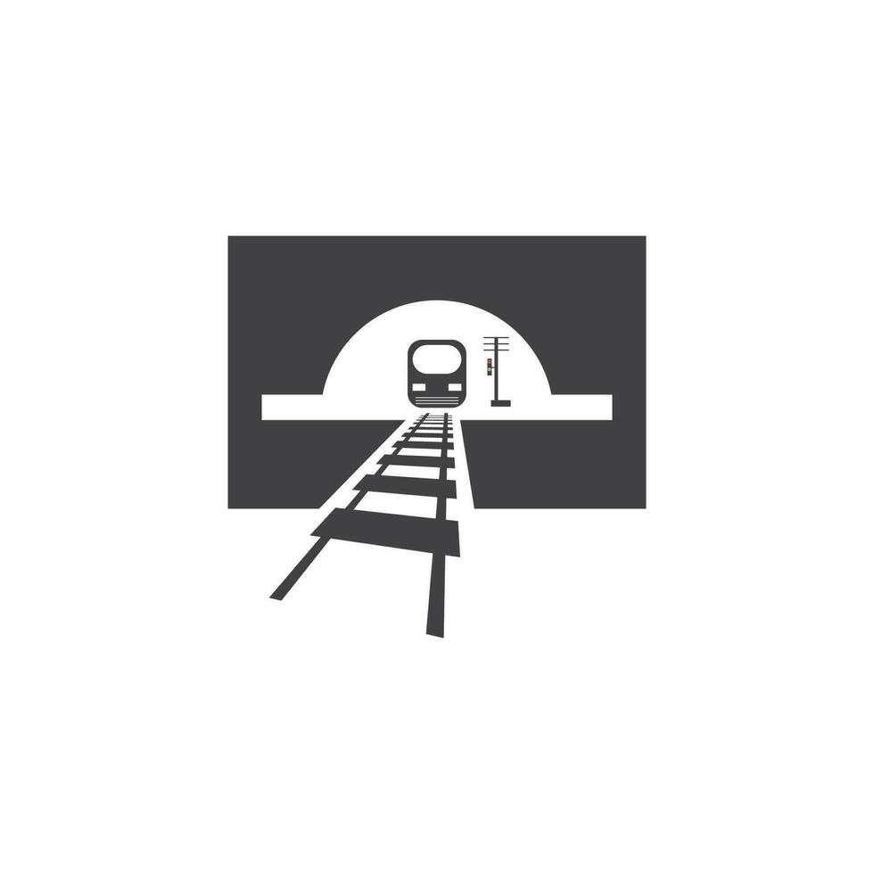 ferroviário com modelo de design de vetor de ícone de logotipo de túnel