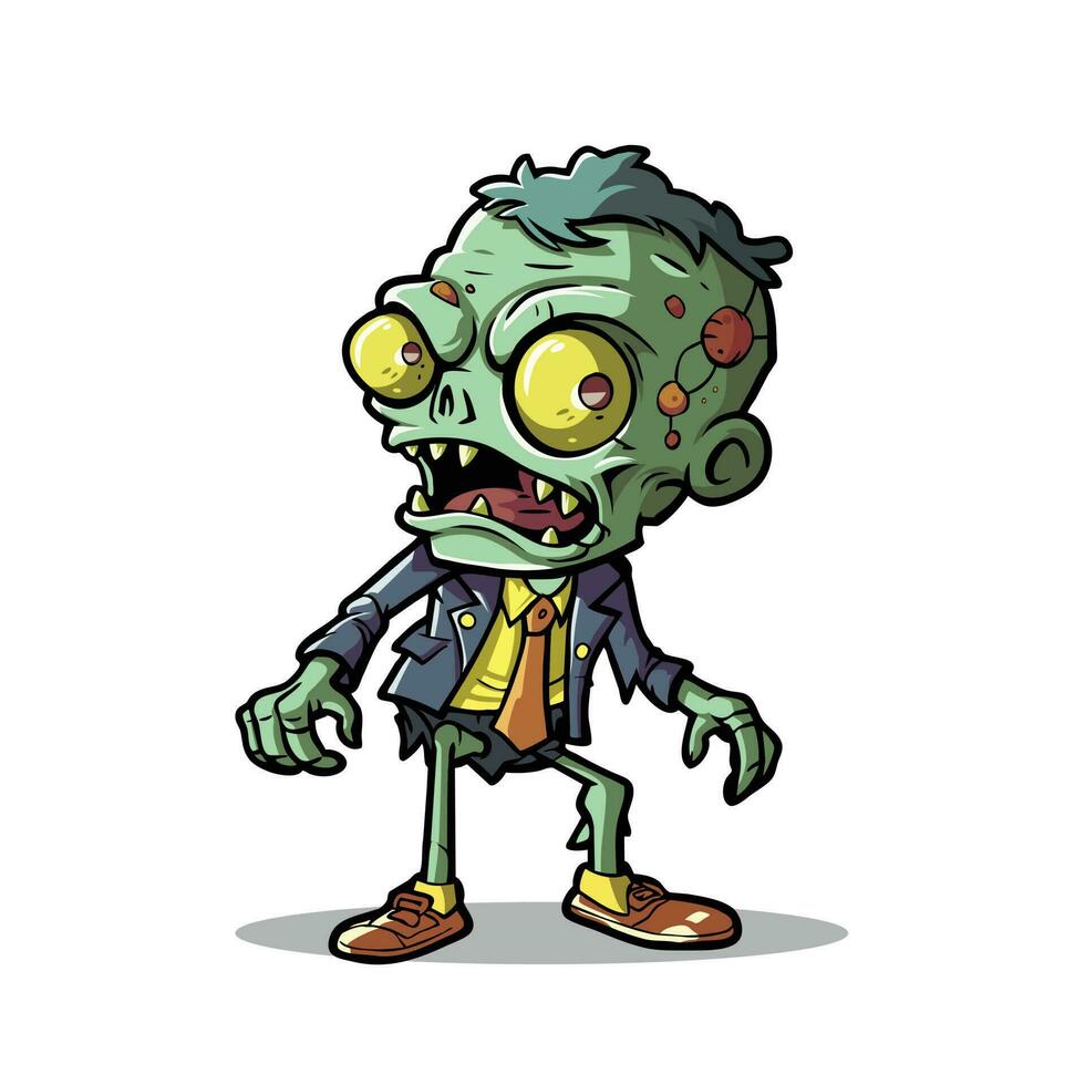 Morto-vivo Diversão desenho animado animado zumbi personagem ilustração, assustador, dia das Bruxas vetor