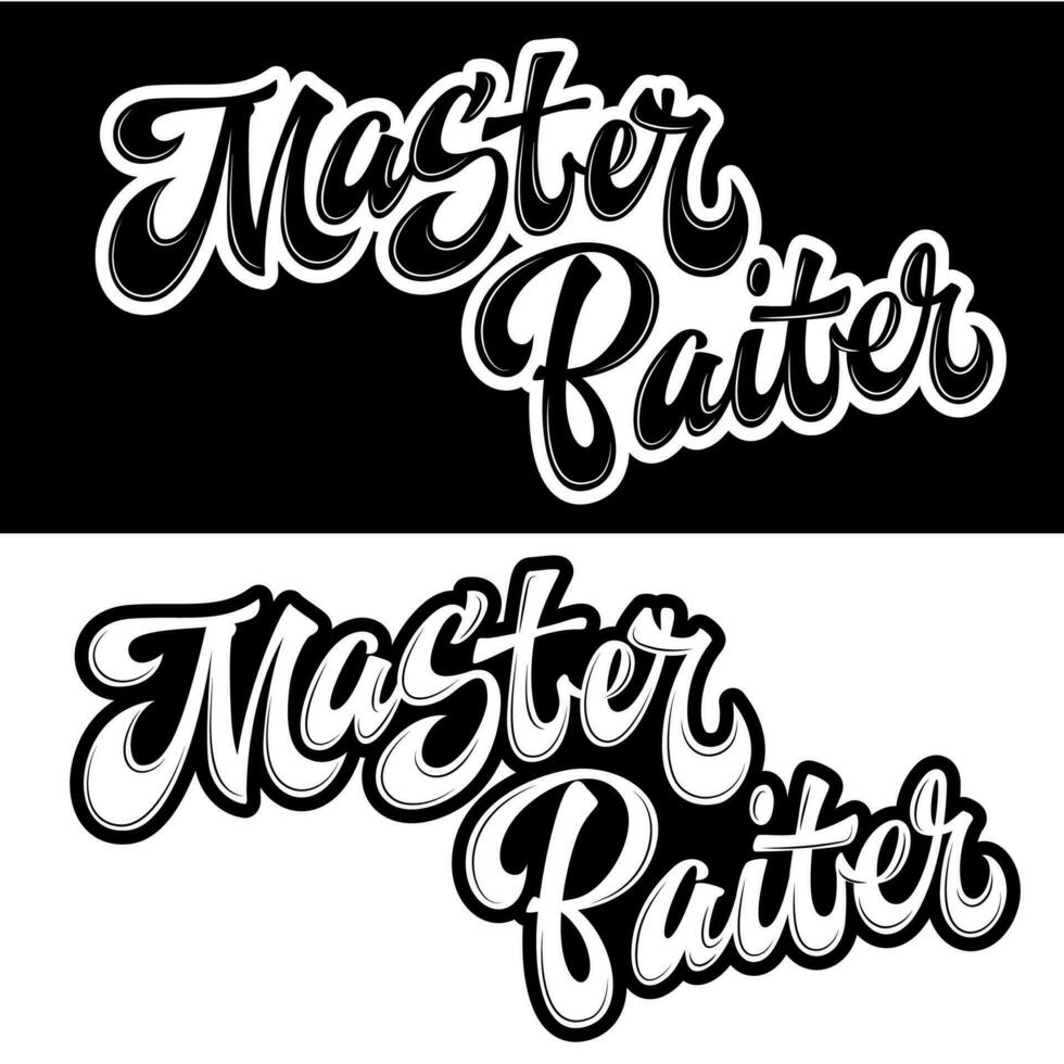 mestre isca - conjunto do mão desenhado letras logotipo frase. vetor