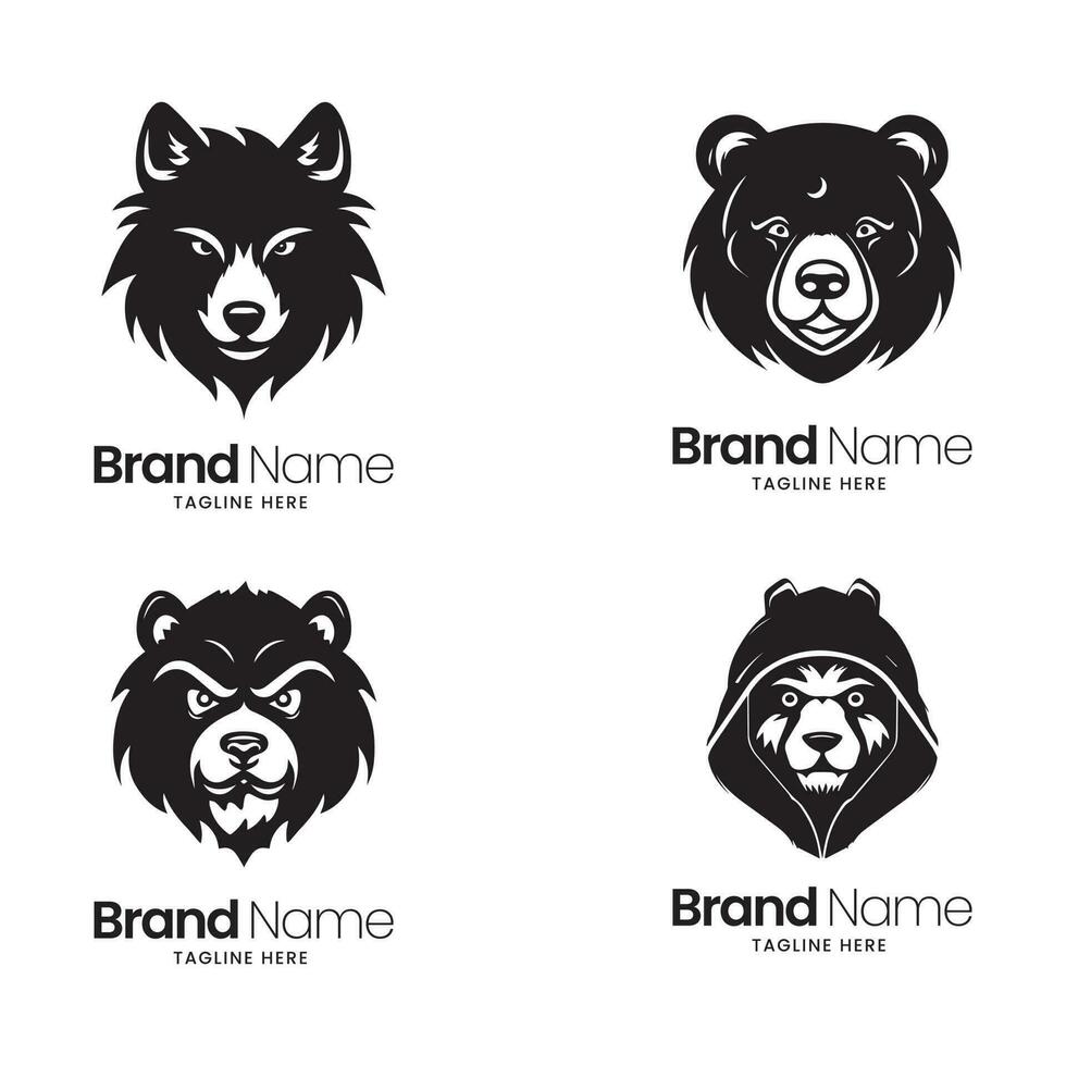 Urso logotipo Projeto. Urso cabeça logotipo projeto, Urso ilustração, mascote logotipo projeto, vetor