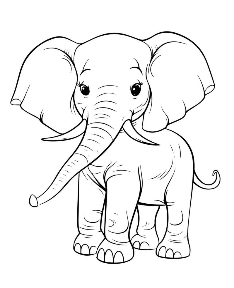 coloração página do desenho animado bebê elefante vetor ilustração para coloração livro, mão desenhado vetor coloração página do desenho animado bebê elefante. coloração página para crianças e adultos.