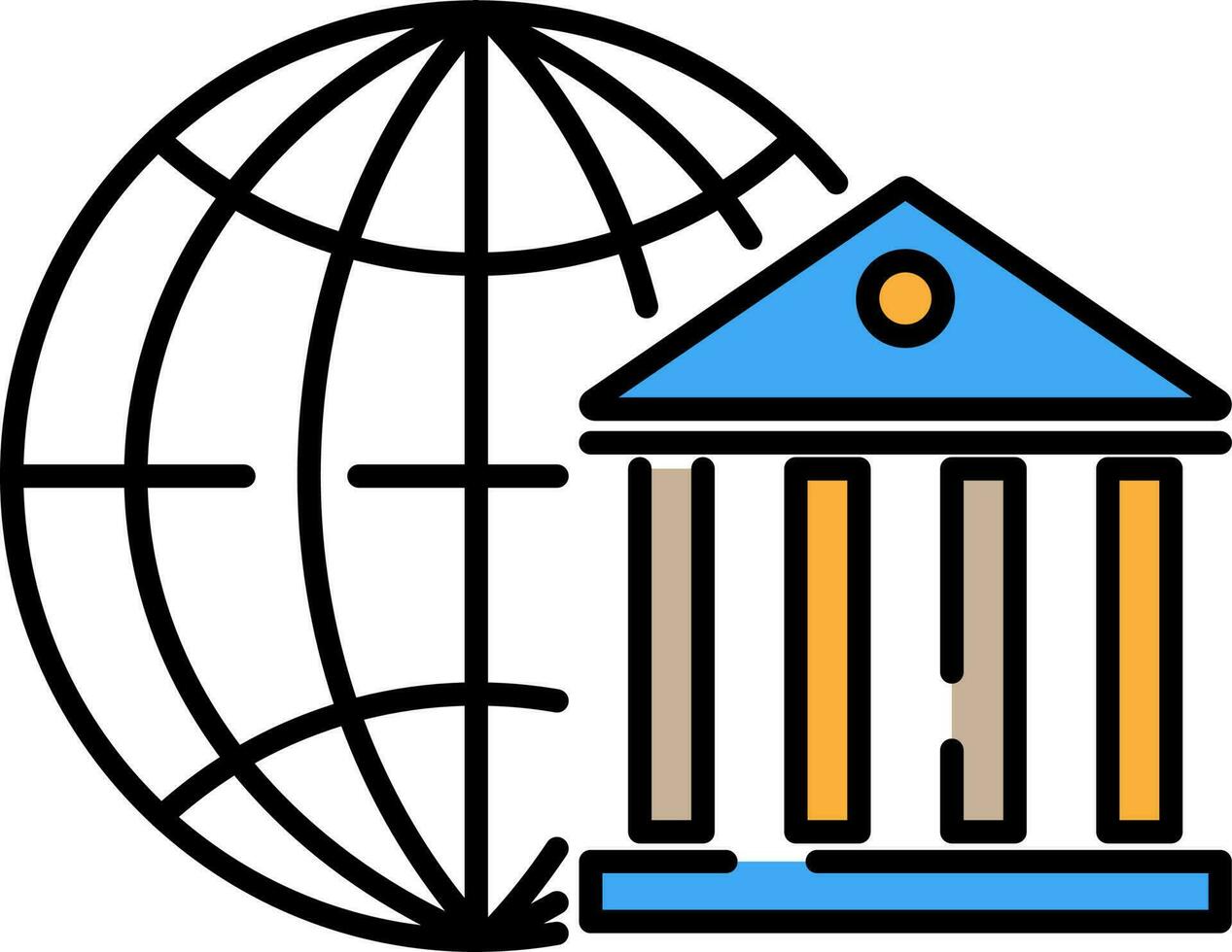 ilustração do globo com banco. vetor