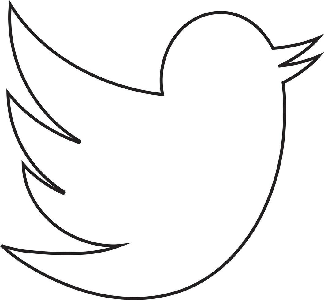 plano Twitter linha arte pássaro em branco fundo. vetor