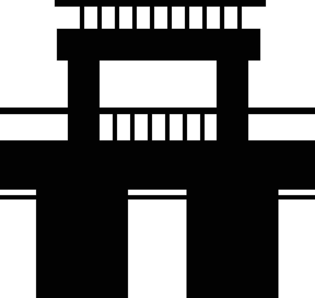 Duplo ponte ícone dentro Preto cor. vetor