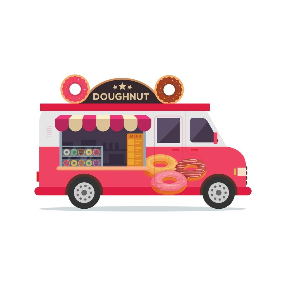 ilustração plana de donuts food truck vetor
