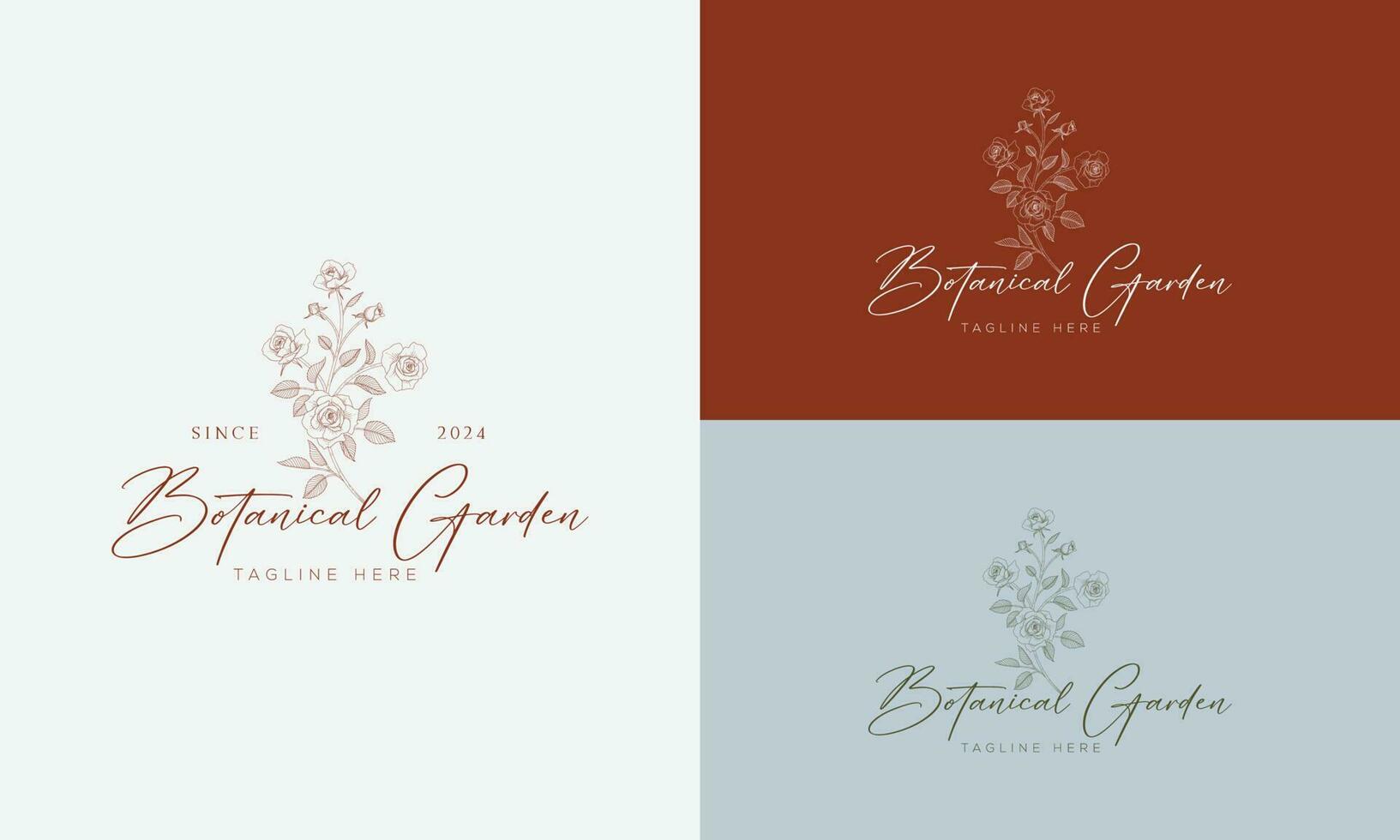 elemento floral botânico logotipo desenhado à mão com flores silvestres e folhas. logotipo para spa e salão de beleza, boutique, loja orgânica, casamento, designer floral, interior, fotografia, cosmético. vetor