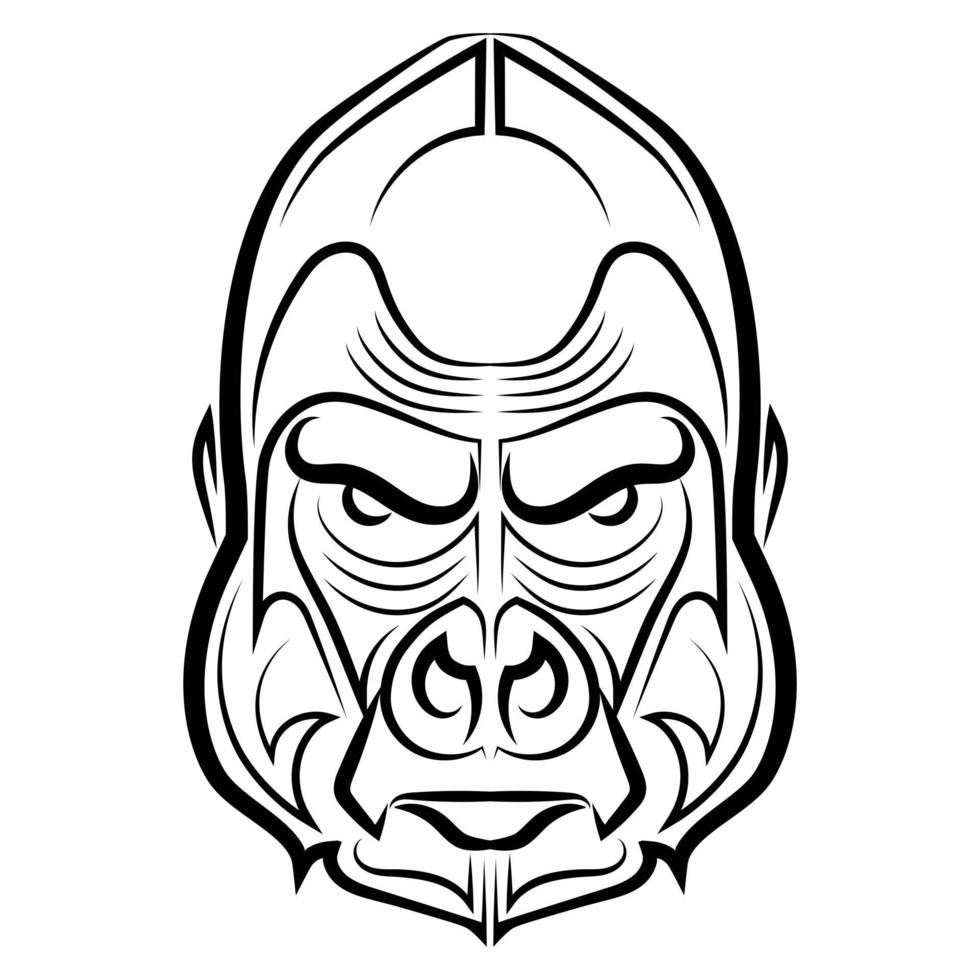 arte de linha preto e branco da cabeça de gorila bom uso para símbolo mascote ícone avatar tatuagem logotipo de design de camiseta ou qualquer design que você quiser vetor