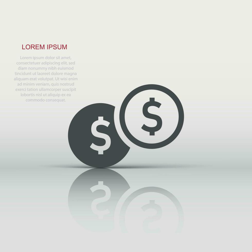 ícone de pilha de moedas em estilo simples. ilustração em vetor moeda dólar em fundo branco isolado. conceito de negócio empilhado de dinheiro.