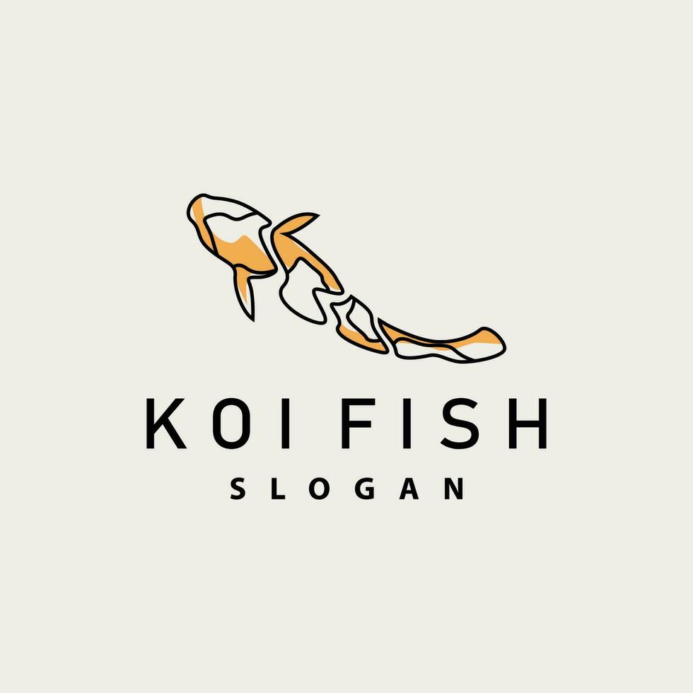 design de logotipo de peixe koi, vetor de peixes ornamentais, produto de marca de ilustração de ornamento de aquário