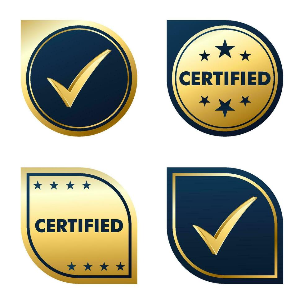 conjunto do certificação carimbo crachá e etiquetas qualidade gestão sistema símbolo vetor