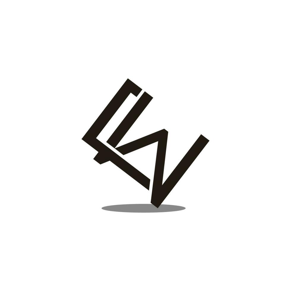 carta rw simples ligado linha geométrico logotipo vetor