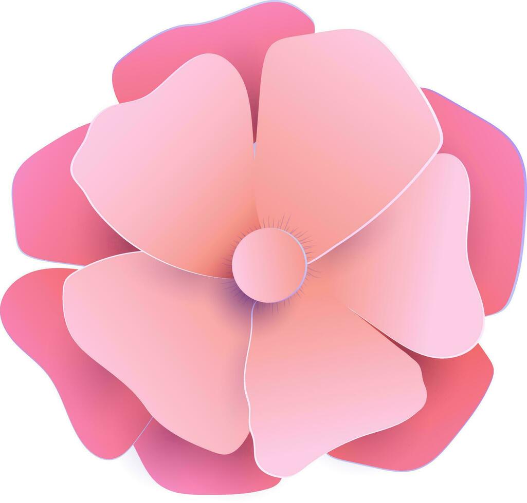 origami Rosa papel flor em branco fundo. vetor