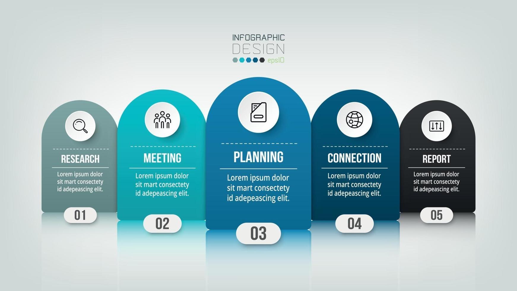 infográfico modelo de negócios com 5 etapas ou opções de design vetor