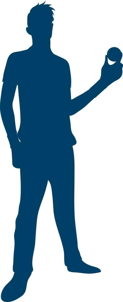 azul ilustração do uma homem segurando Grilo bola. vetor