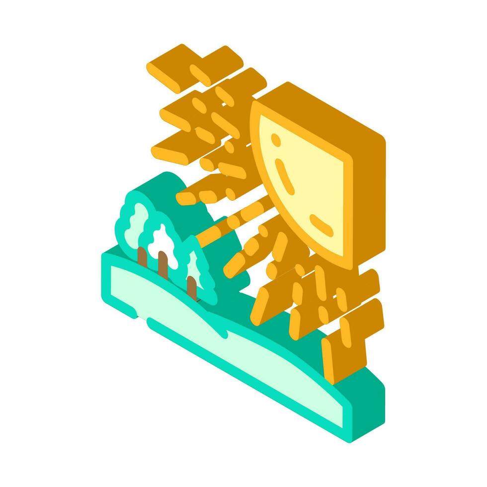 ensolarado dia Sol verão luz solar isométrico ícone vetor ilustração