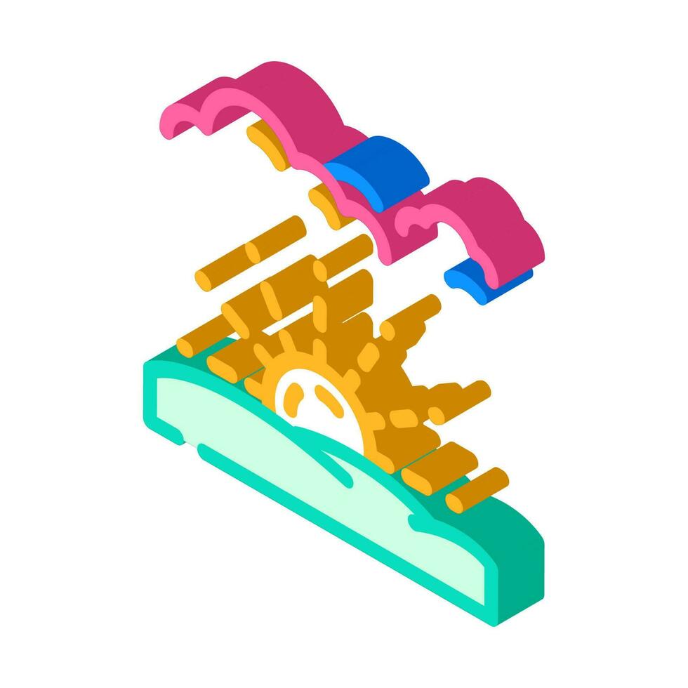 céu nascer do sol Sol verão luz solar isométrico ícone vetor ilustração