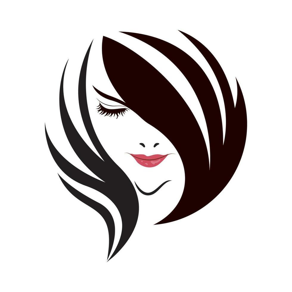 mulheres beleza, salão, spa, cabelo minimalista logotipo Projeto vetor
