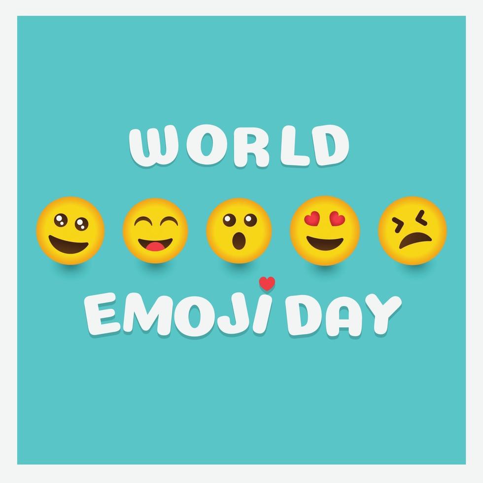 cartão do dia do emoji mundial e modelo de plano de fundo desenhado à mão design plano ilustração em vetor