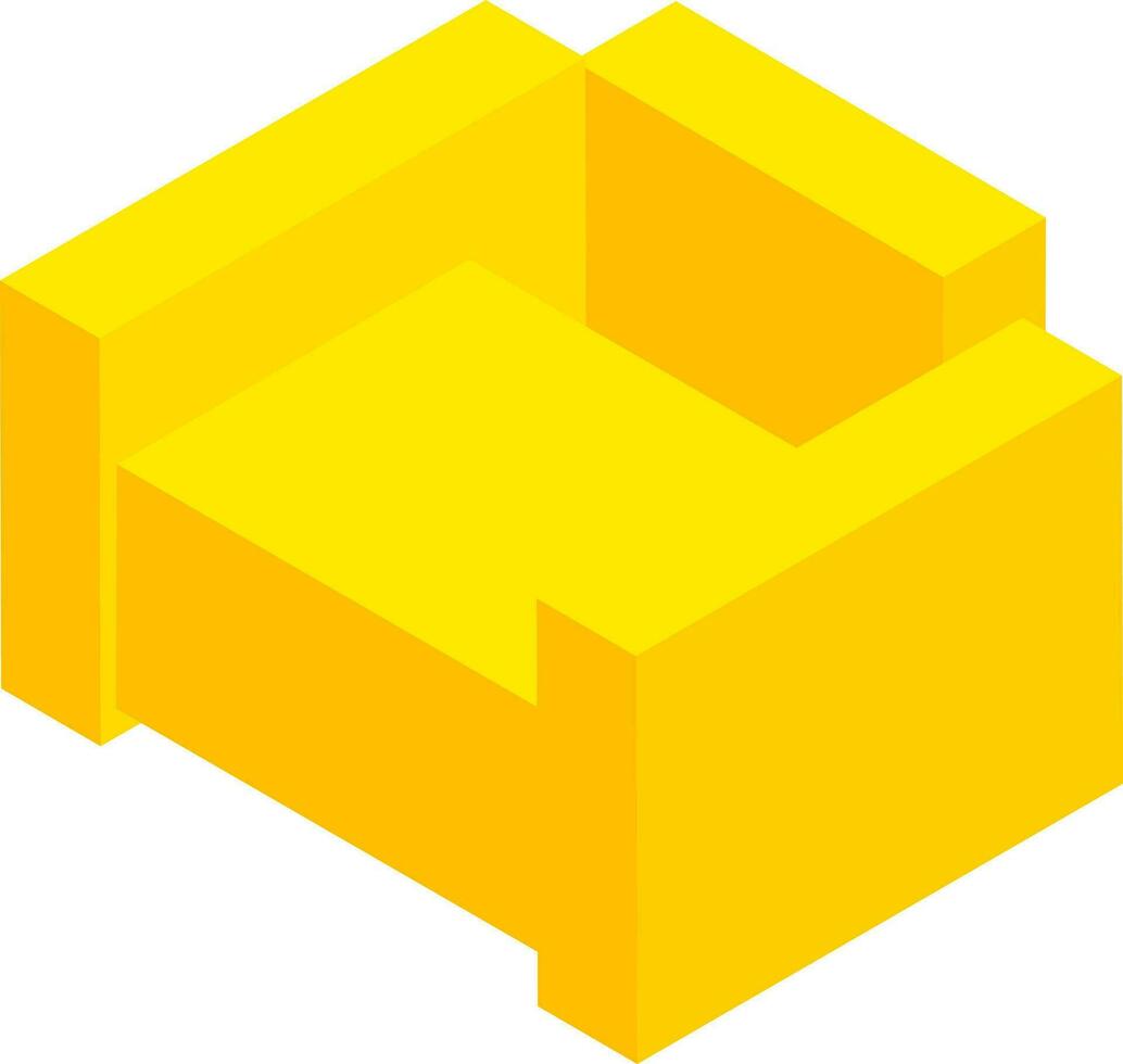 3d ilustração do sofá dentro amarelo cor. vetor