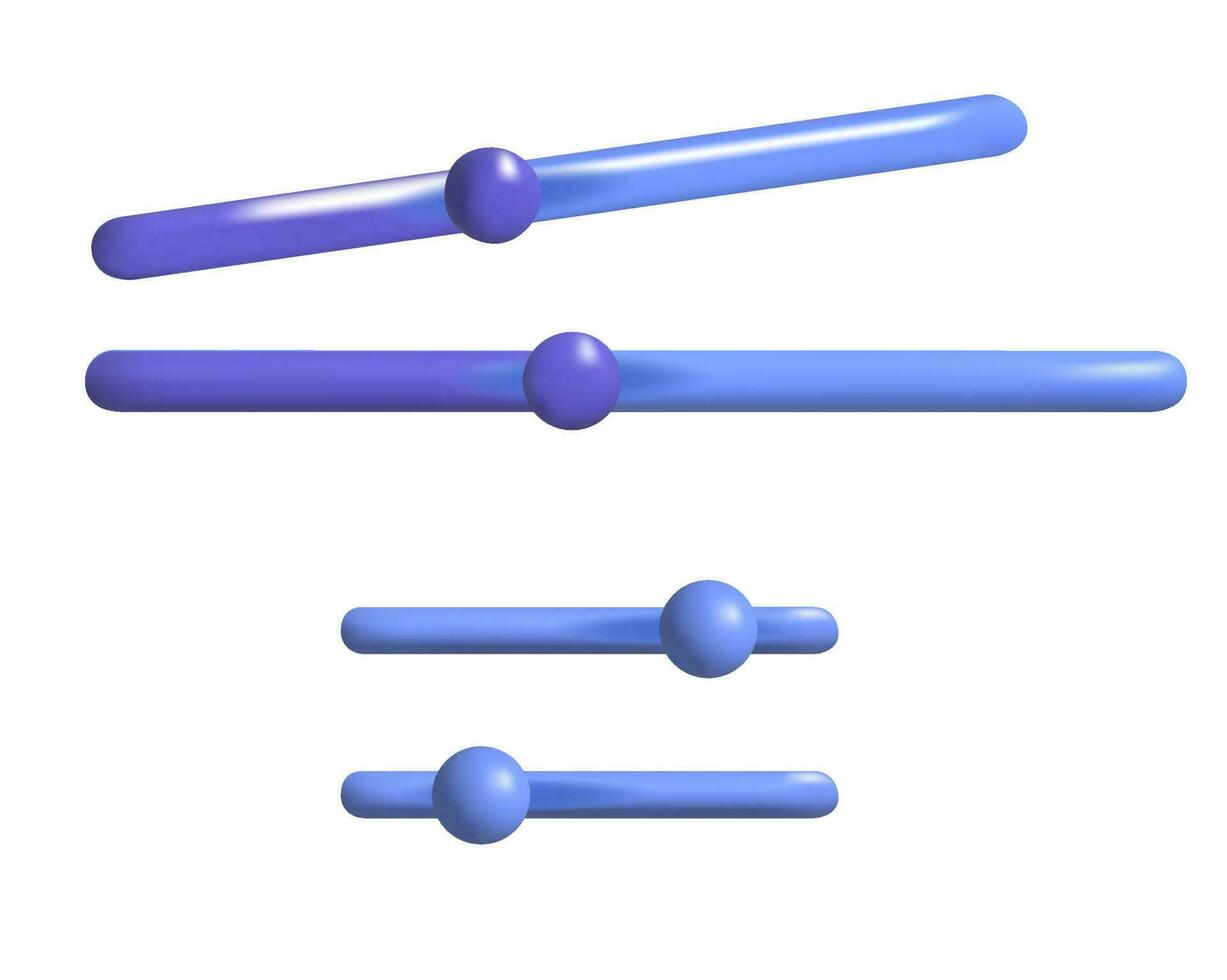 3d Barra de rolagem e contexto. volume, brilho. painel controle deslizante Barra interruptor ao controle. azul slider. vetor