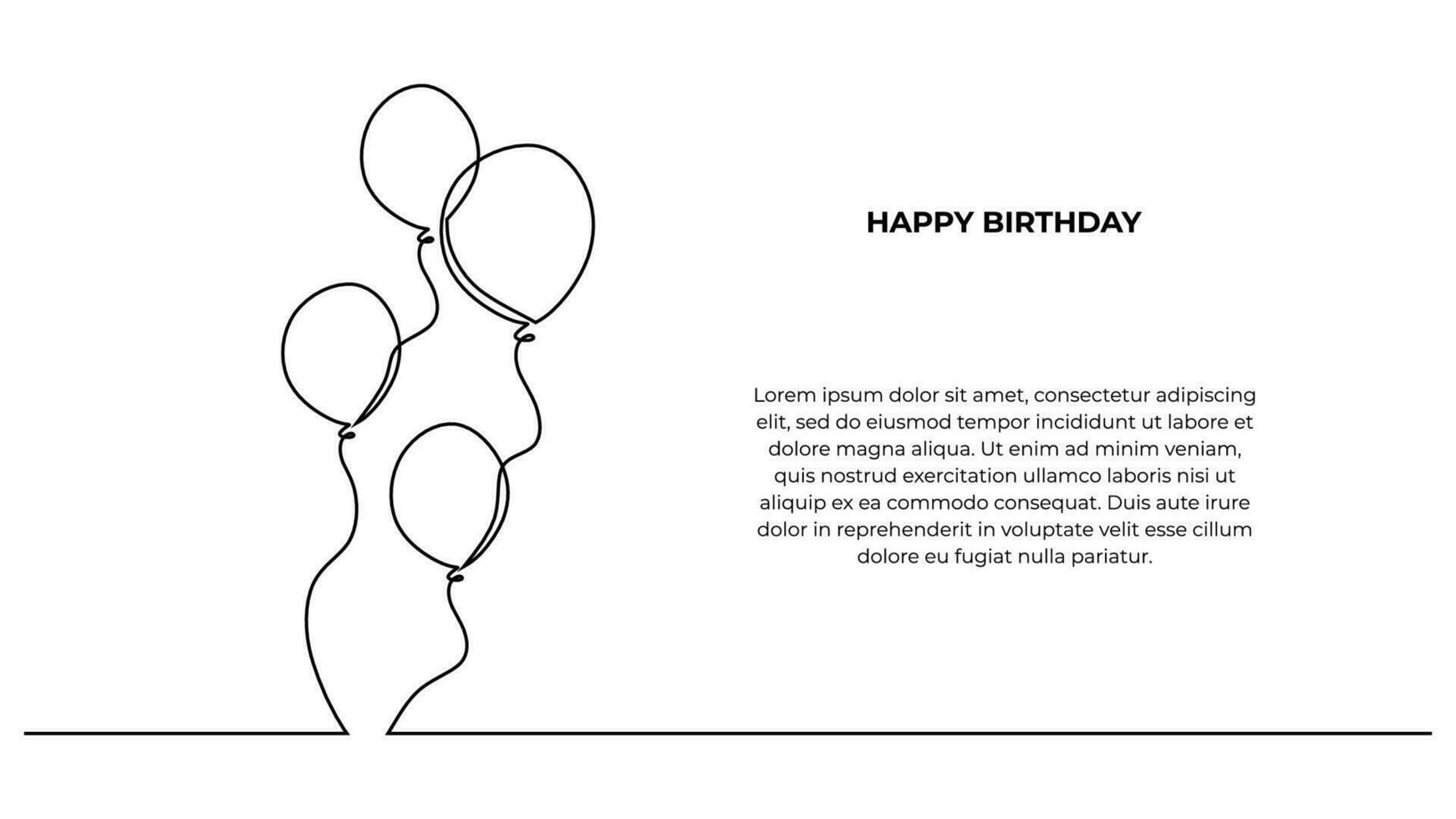 contínuo 1 linha arte aniversário celebração balão. vetor