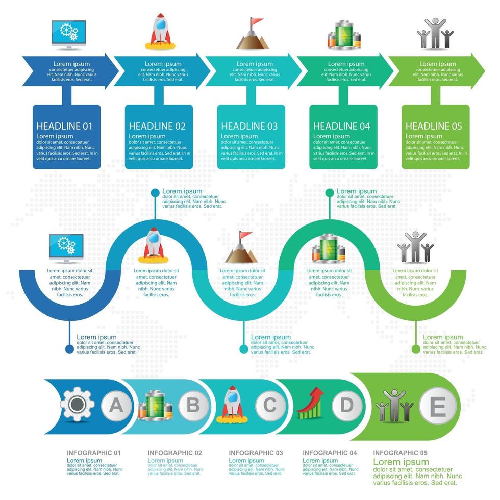 modelos de infográfico de etapa e linha do tempo para diagrama de processo de ilustração vetorial de negócios vetor