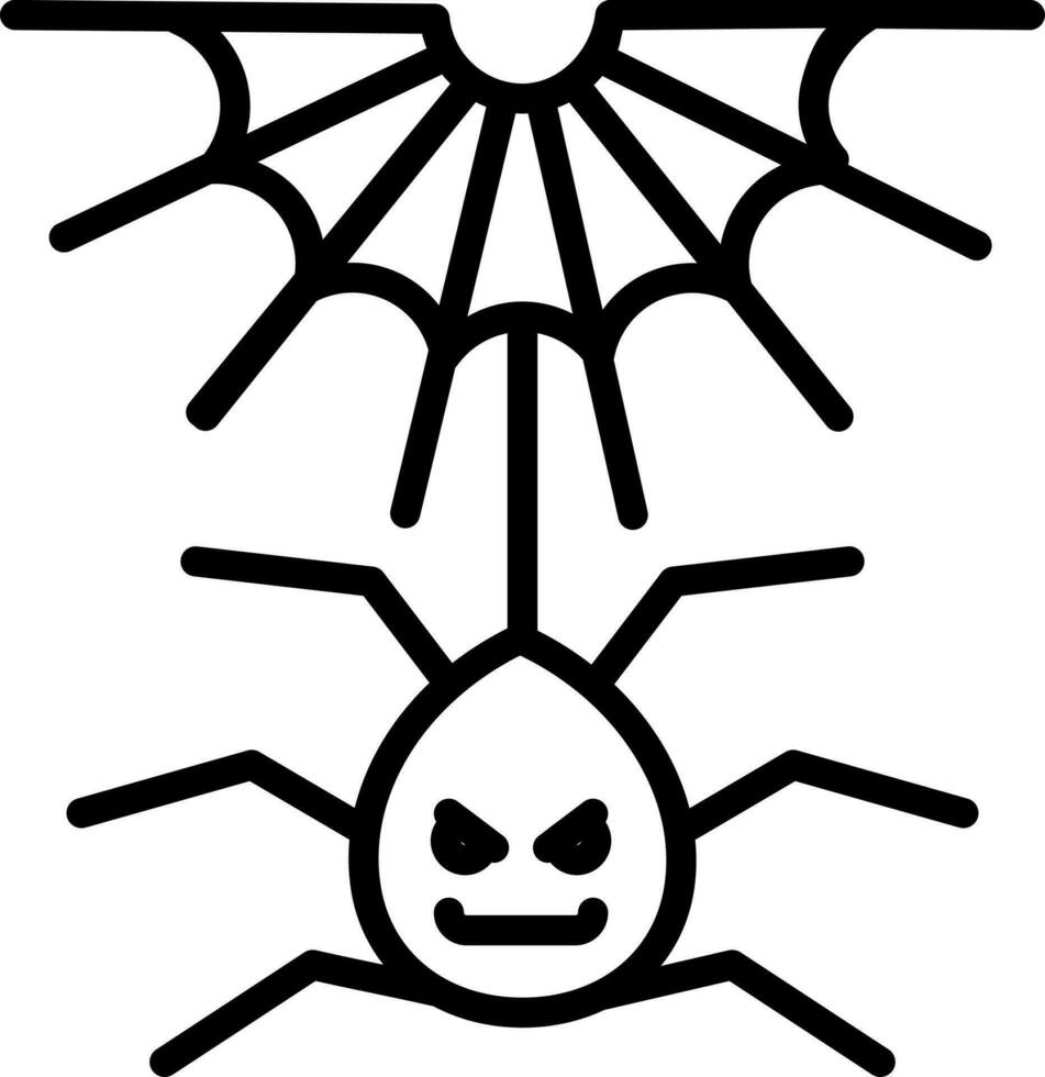 linha arte ilustração do aranha e rede ícone. vetor