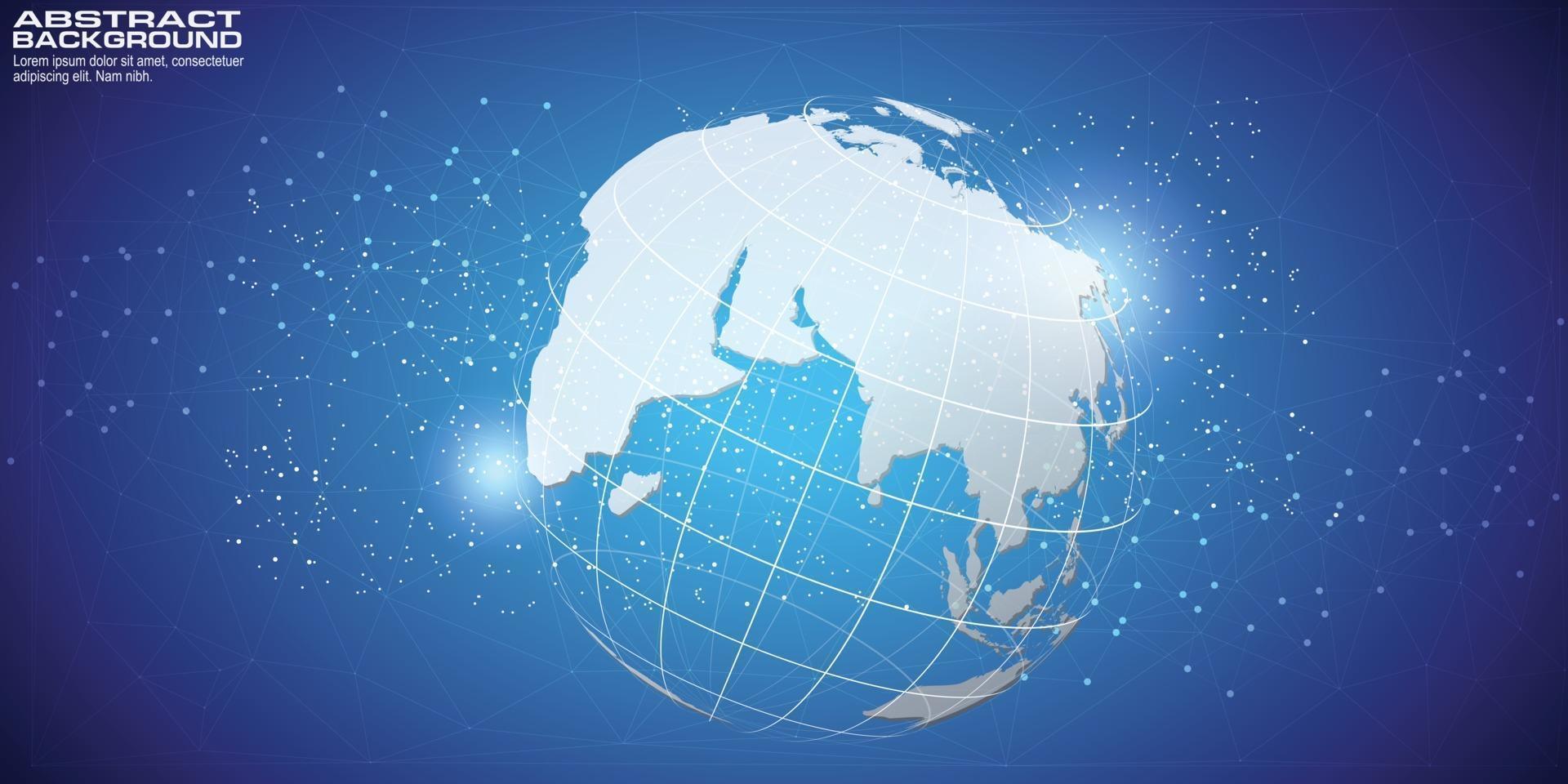 fundo digital com mapa-múndi ponto conceito de conexão de rede global de negócios globais vetor