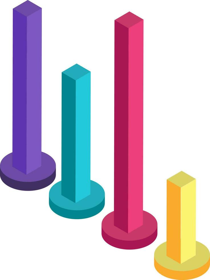 3d coluna Barra gráfico pólo dentro diferente cor. vetor