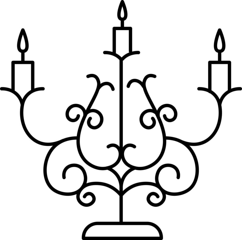 linha arte ícone do candelabro ou castiçal dentro Preto cor. vetor