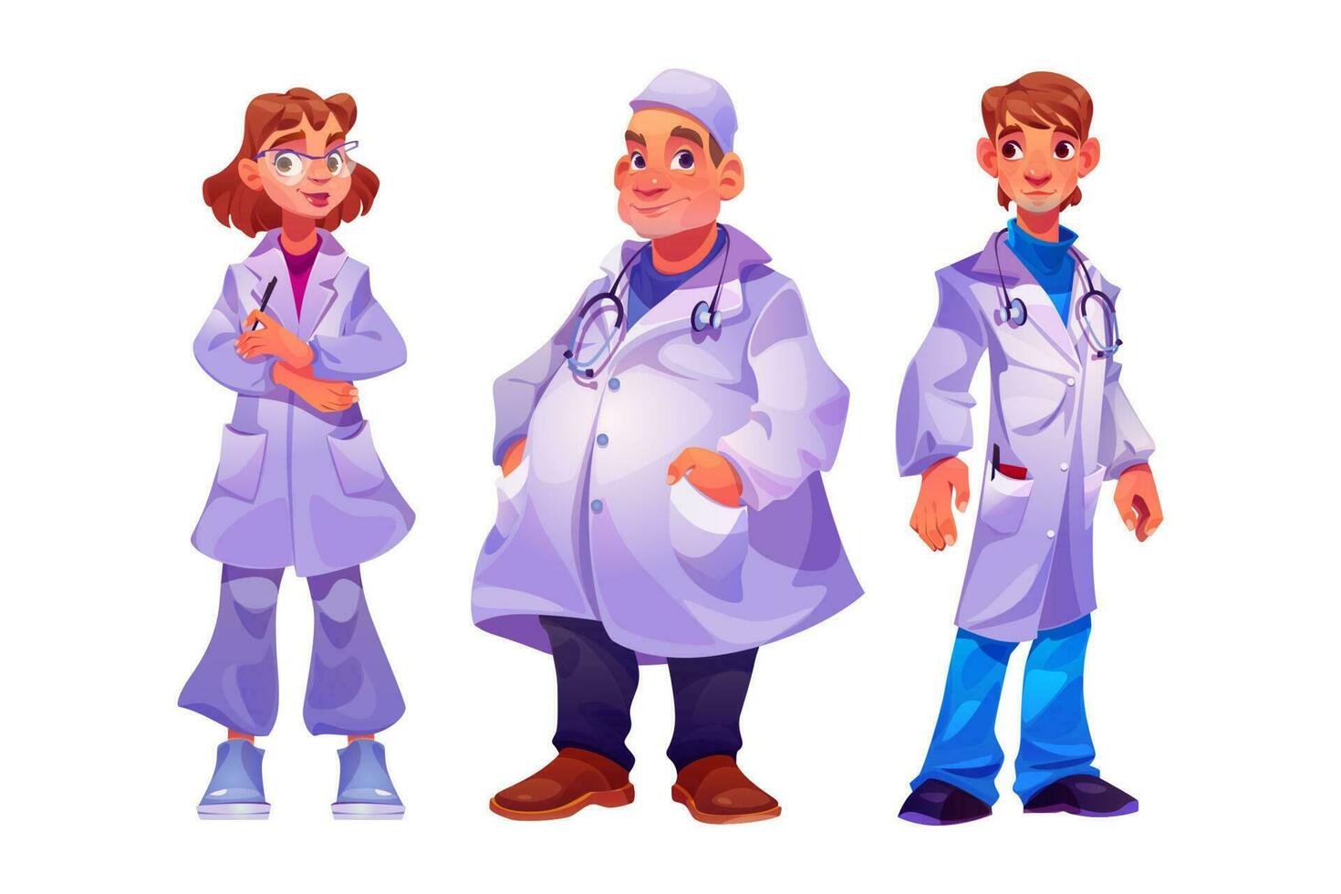 desenho animado médico personagem equipe vetor ilustração