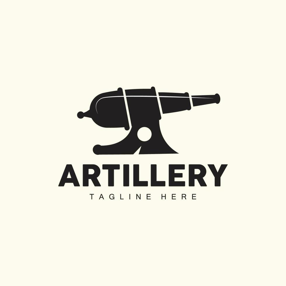 canhão logotipo, vetor guerra arma exército altilaria, minimalista vintage ícone Projeto