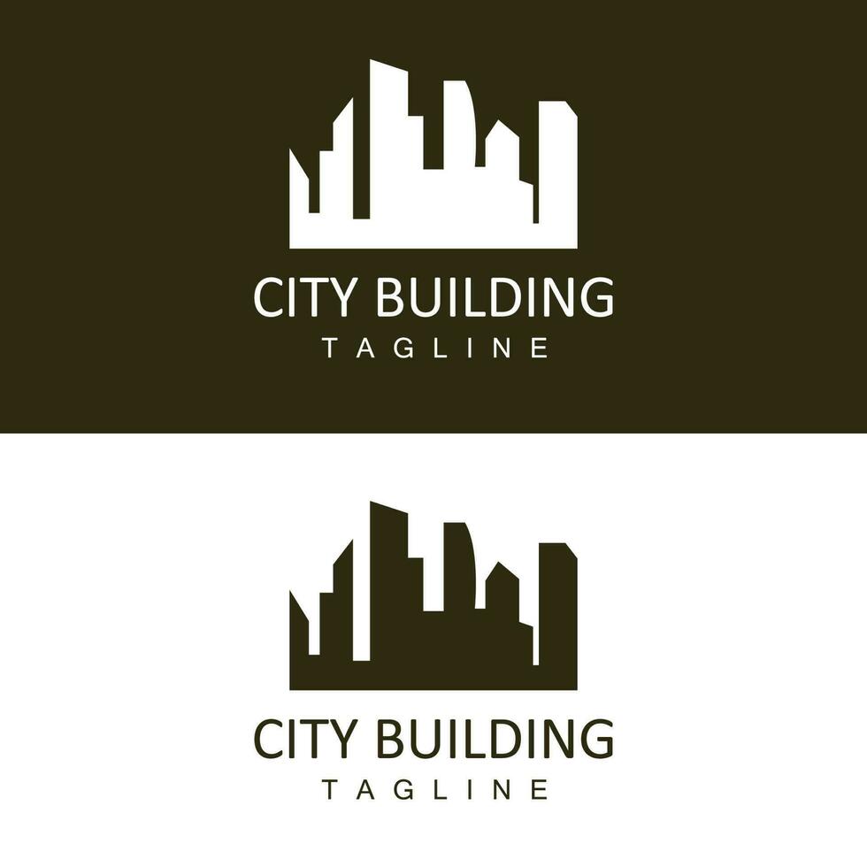 Horizonte logotipo, simples moderno Projeto do arranha-céus, vetor paisagem urbana edifícios, ícone silhueta ilustração