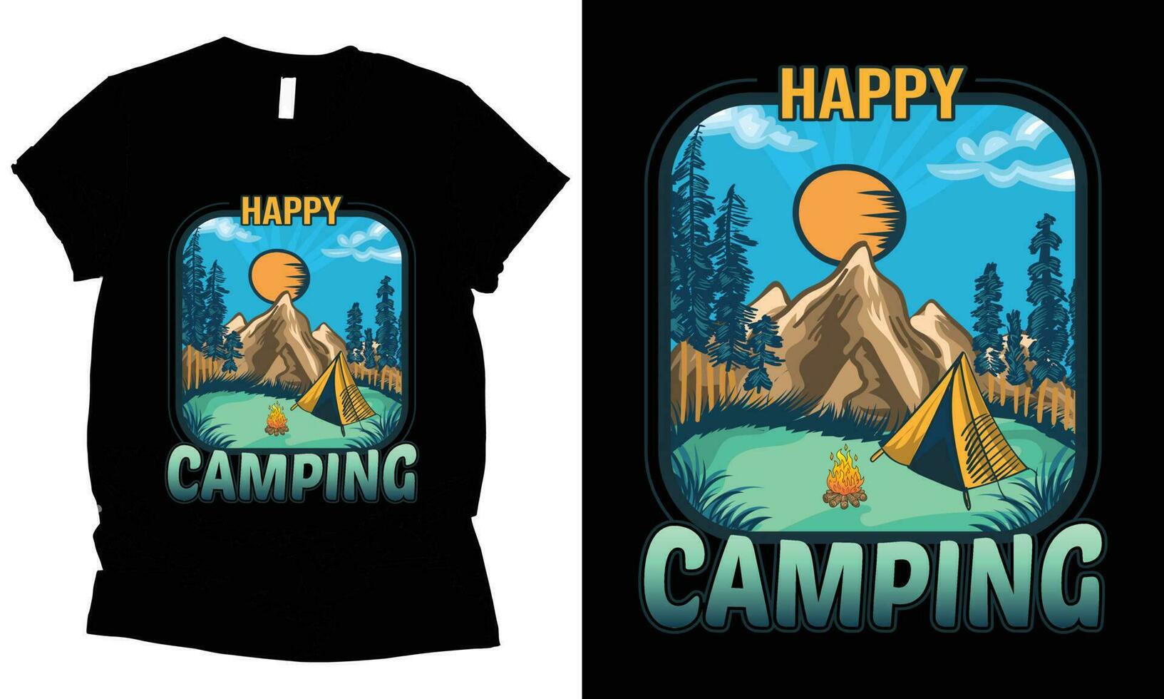 feliz acampamento camiseta Projeto. vetor