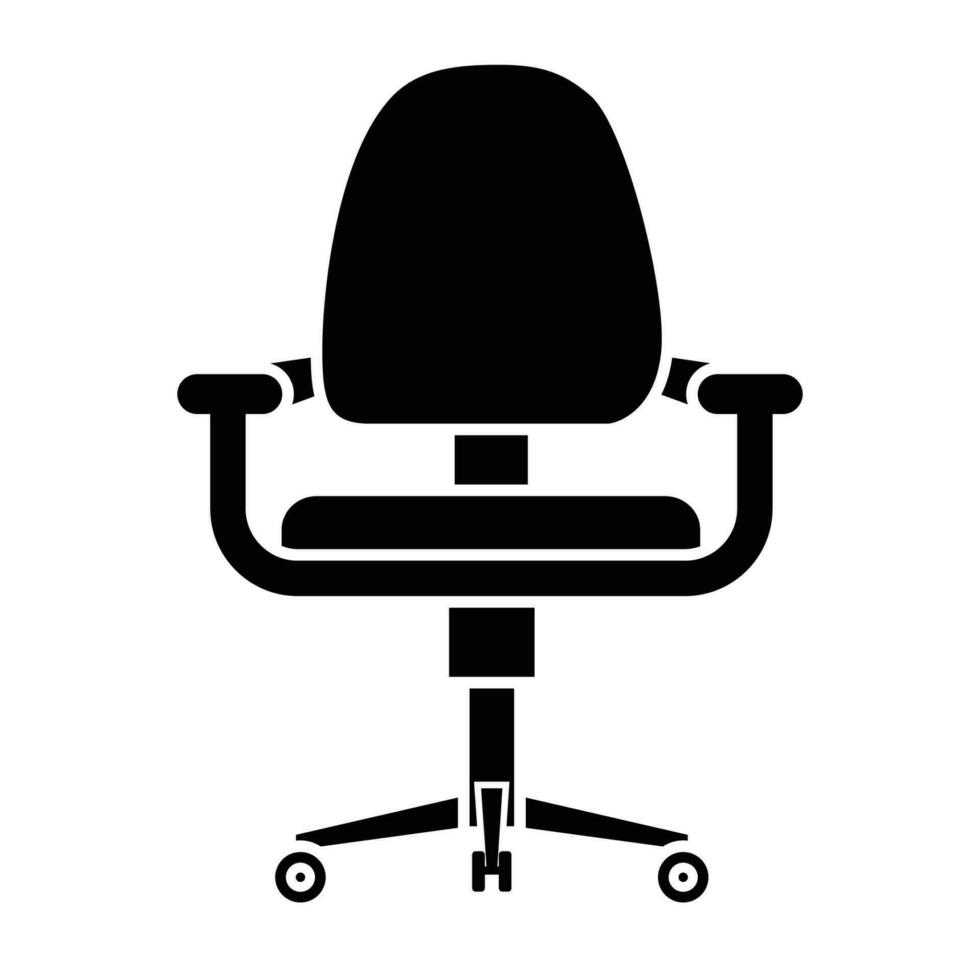Preto escritório cadeira ícone em branco fundo vetor