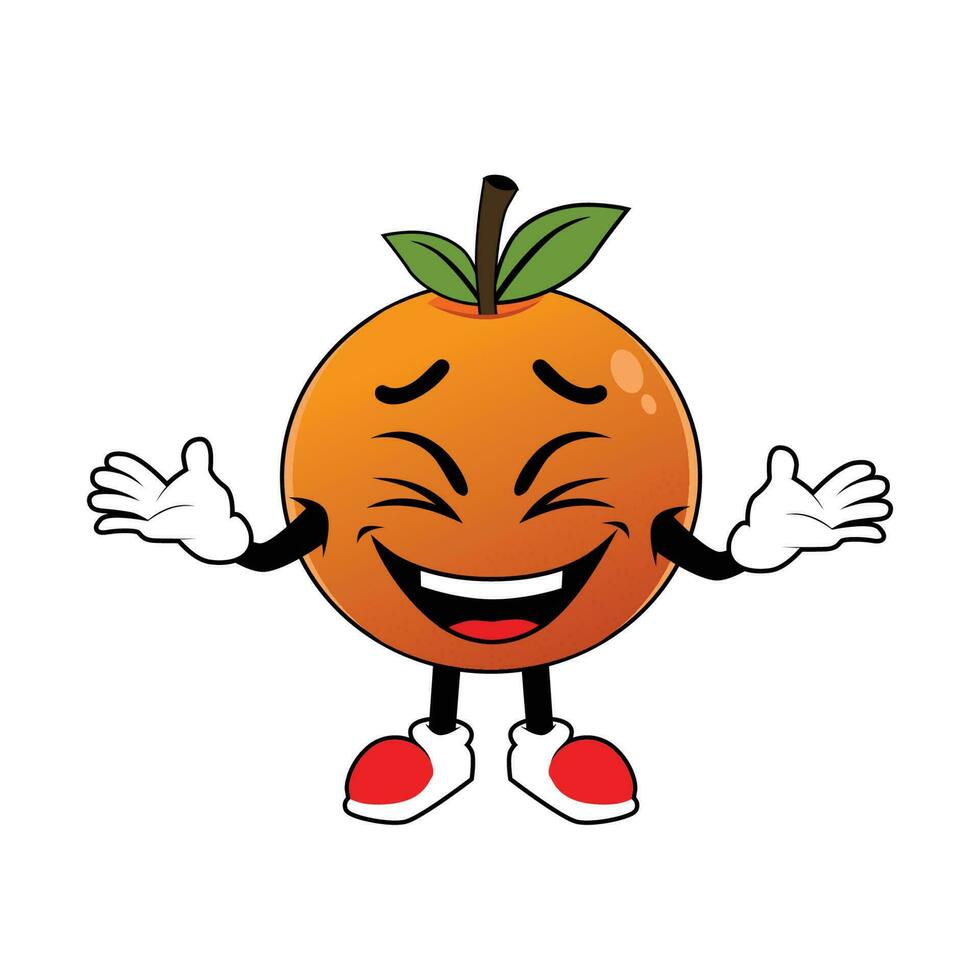 laranja fruta desenho animado mascote rindo alegremente .ilustração para adesivo ícone mascote e logotipo vetor