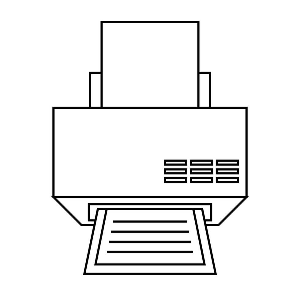 impressora linha vetor ícone em branco fundo