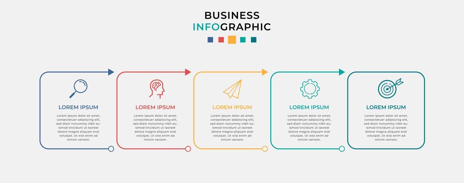 modelo de negócio de design de infográfico de vetor com ícones e 5 opções ou etapas
