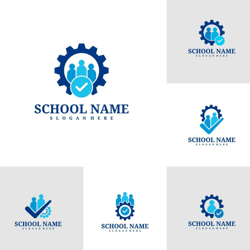 conjunto do Verifica pessoas engrenagem logotipo modelo, criativo pessoas logotipo Projeto vetor, engrenagem logotipo conceitos vetor