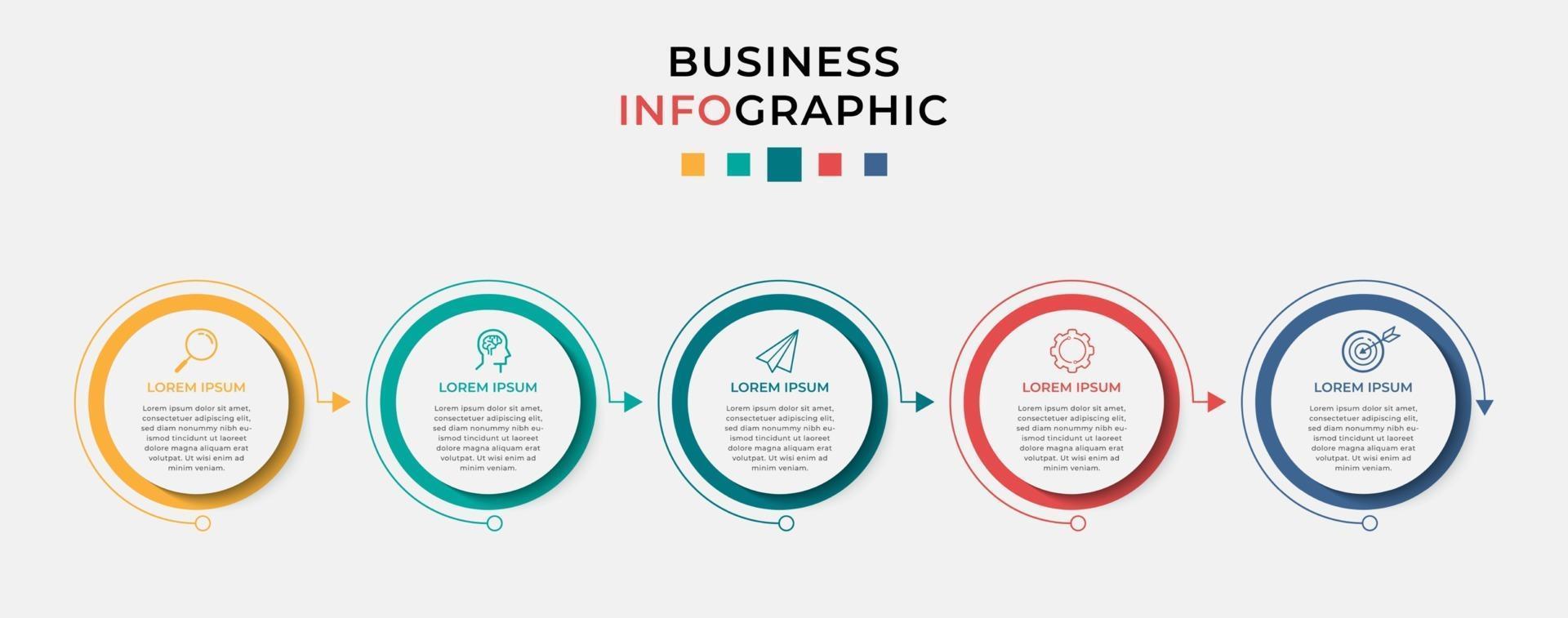 modelo de negócio de design de infográfico de vetor com ícones e 5 opções ou etapas