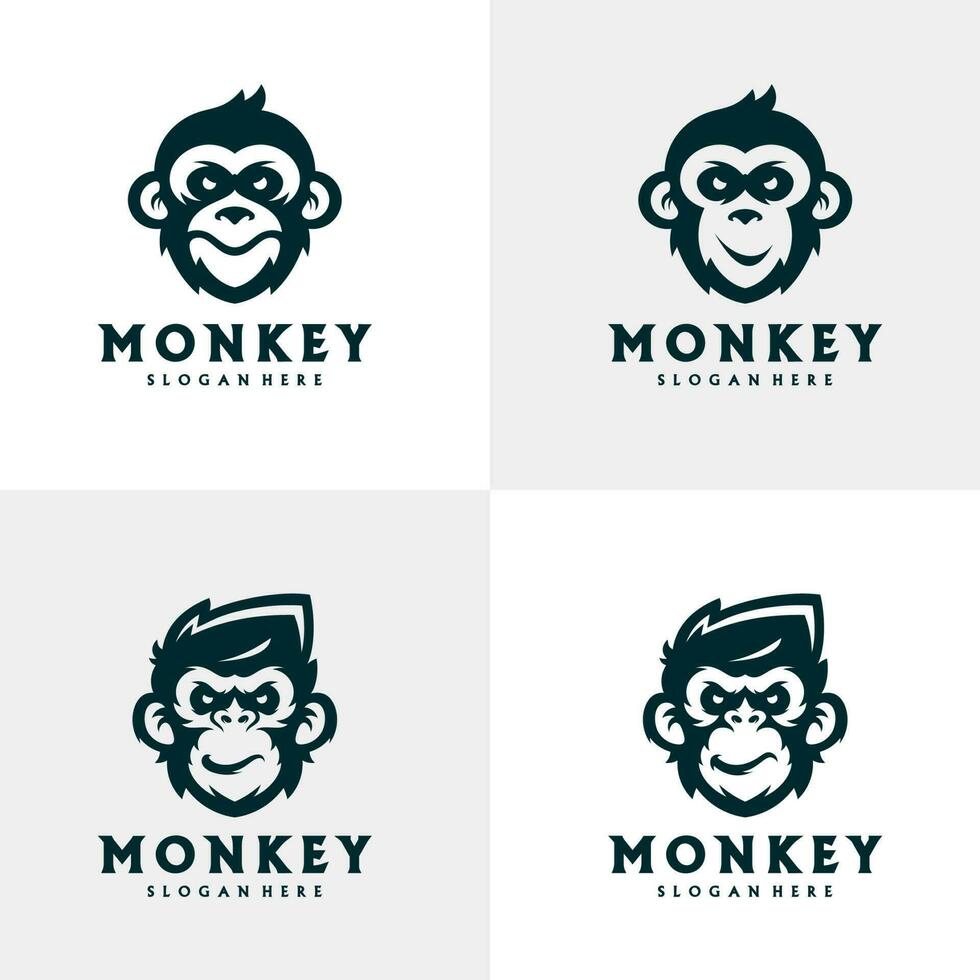 conjunto do cabeça macaco mascote logotipo modelo vetor. criativo macaco logotipo vetor