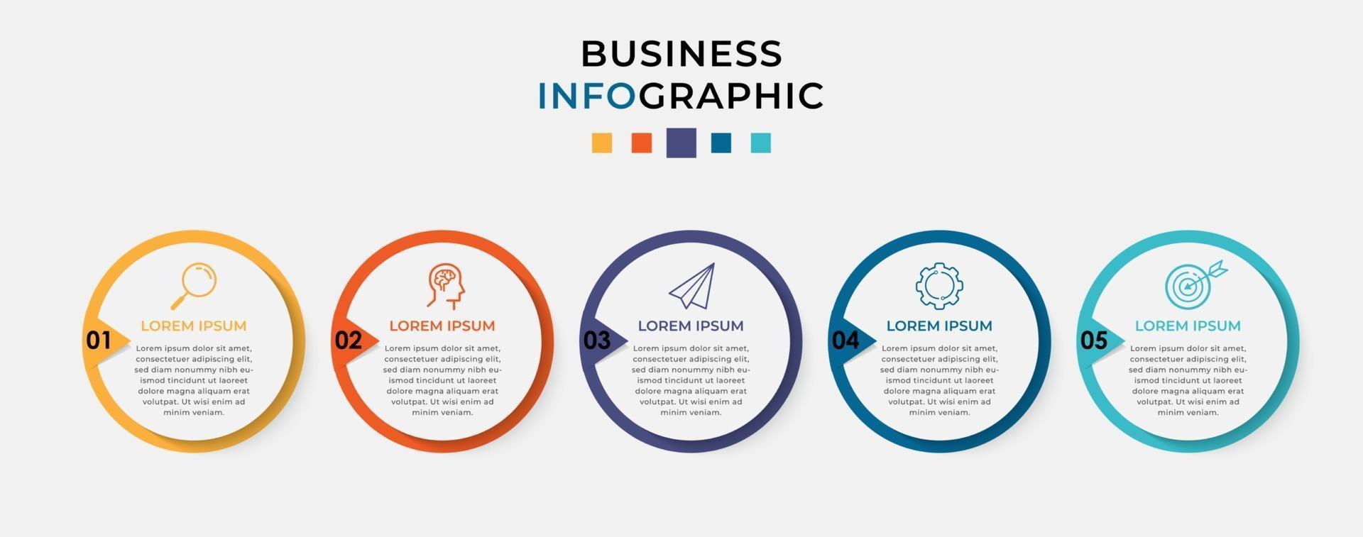 modelo de negócio de design de infográfico de vetor com ícones e 5 opções ou etapas