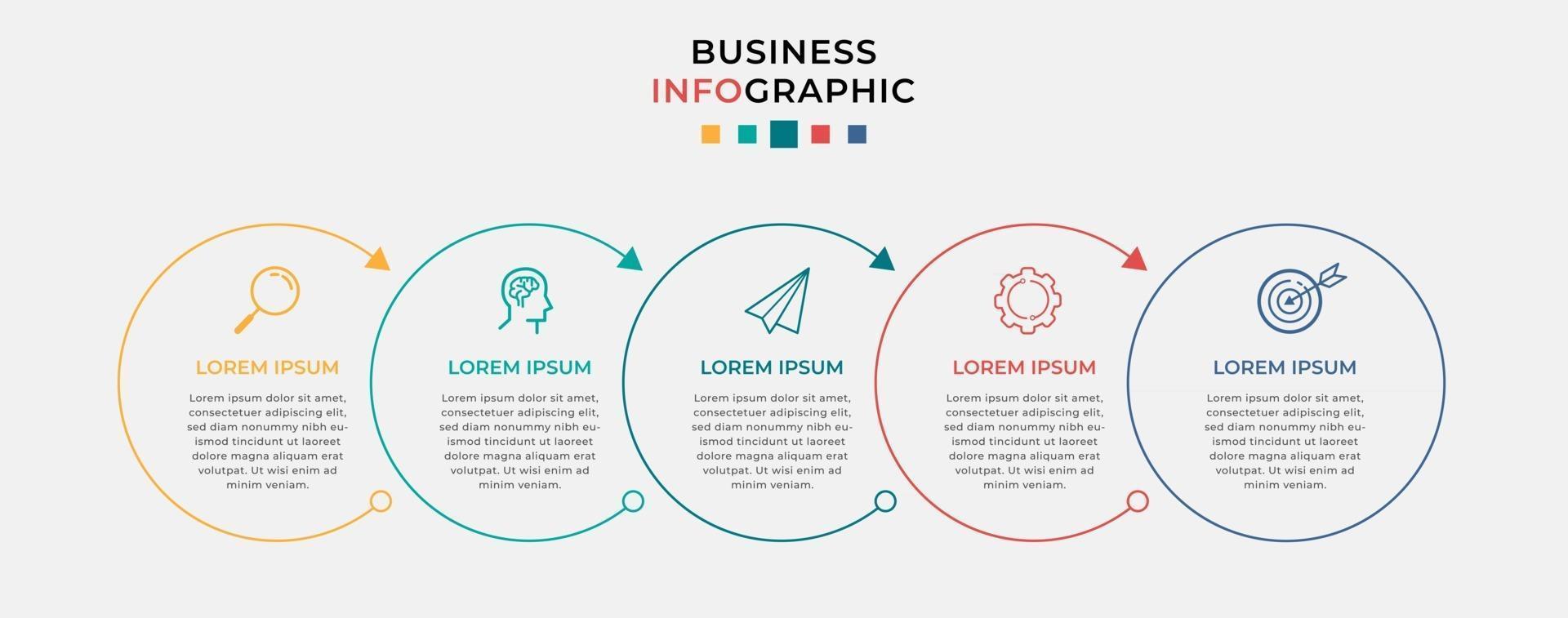 modelo de negócio de design de infográfico de vetor com ícones e 5 opções ou etapas