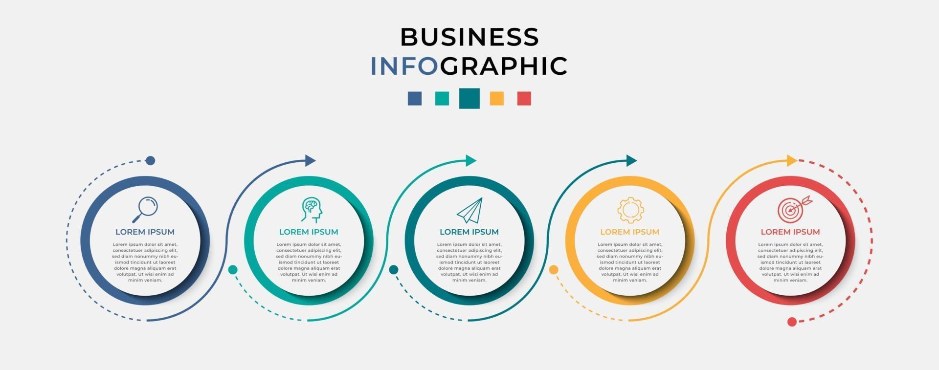 modelo de negócio de design de infográfico de vetor com ícones e 5 opções ou etapas