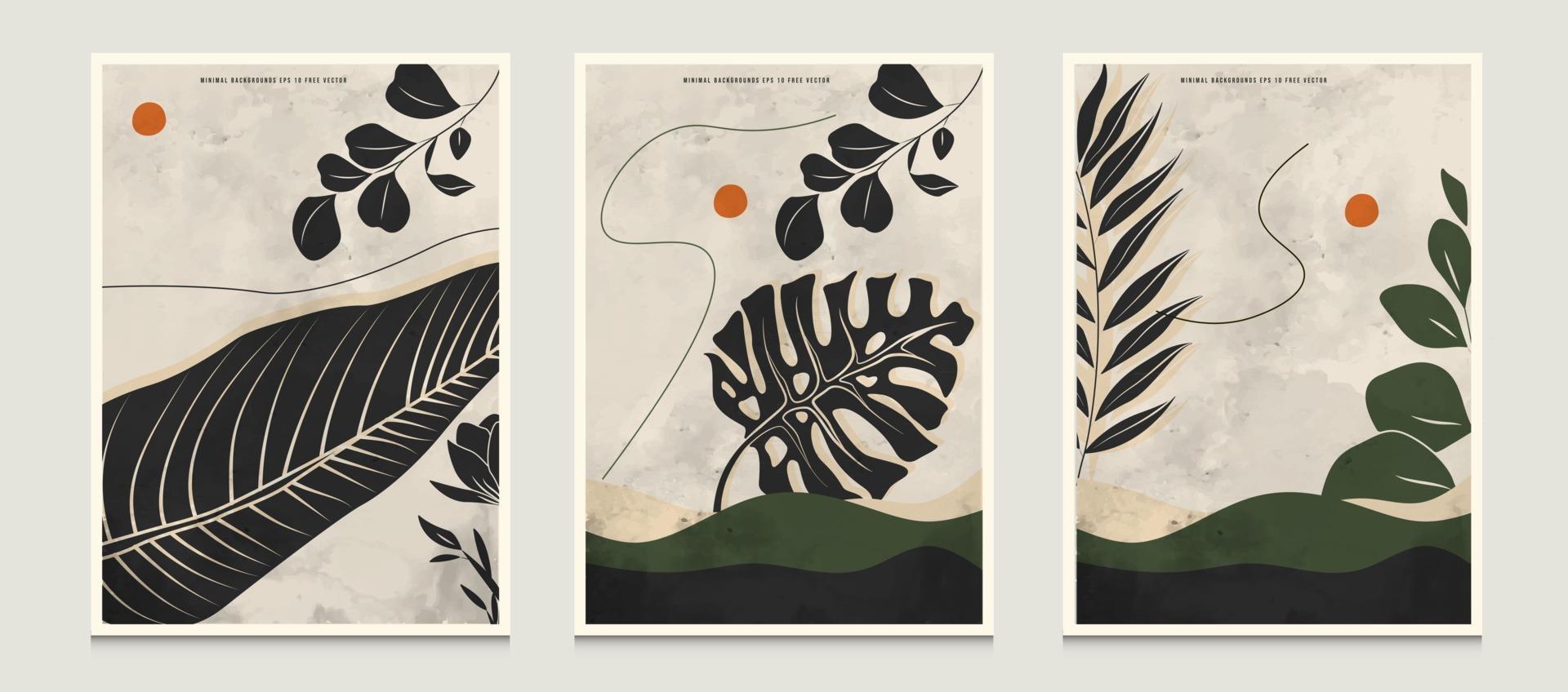 fundos de ilustração vetorial de arte de linha botânica abstrata minimalista moderna definida com cena de arte de linha botânica adequada para livros, capas, brochuras, folhetos, publicações, cartazes, etc. vetor