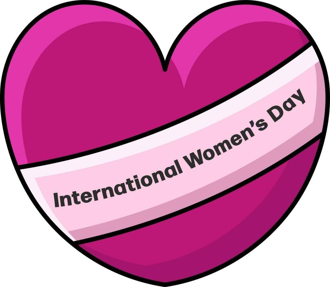 internacional mulheres dia coração com fita ícone dentro Rosa cor. vetor