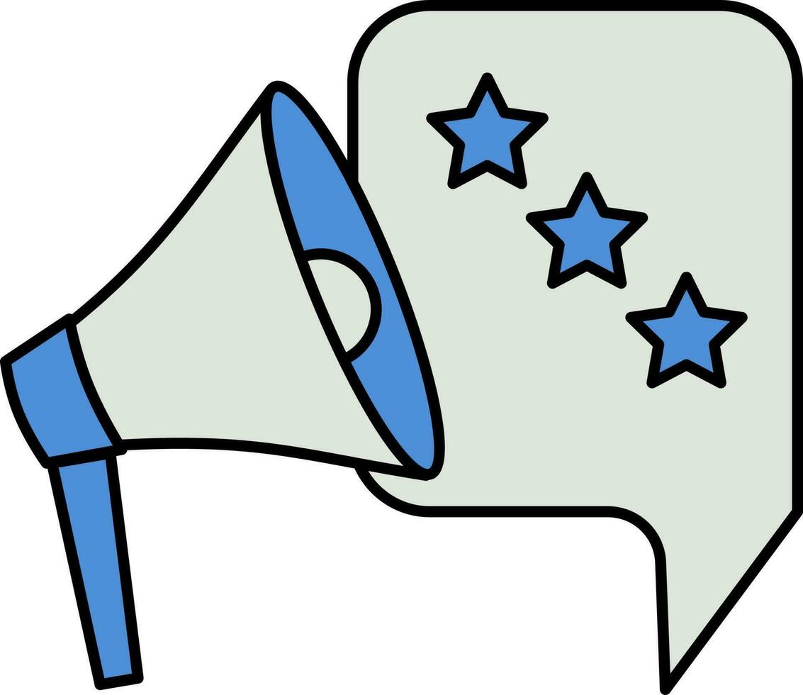 Alto-falante com Estrela mensagem ícone dentro azul e cinzento cor. vetor