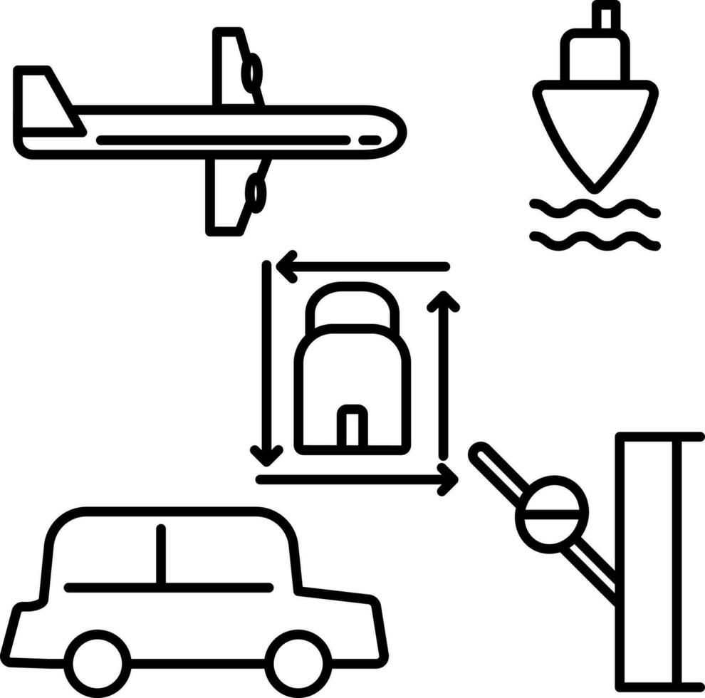 ilustração do banimento público transporte ou bloqueio ícone dentro linha arte. vetor