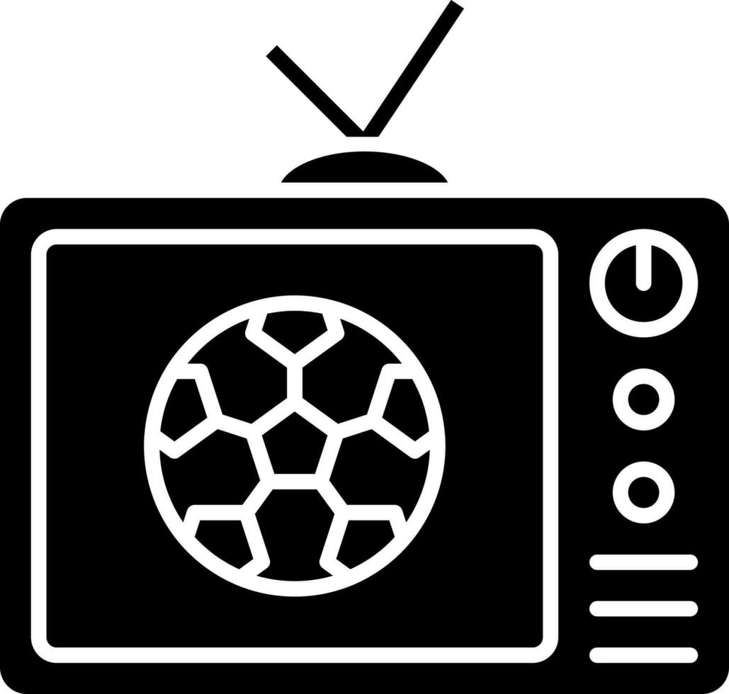 futebol dentro televisão tela Preto e branco ícone. vetor