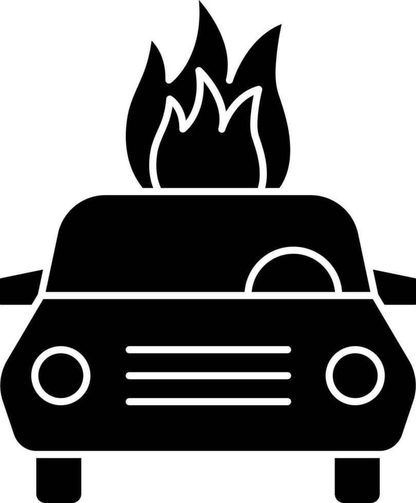 queimando carro ícone dentro Preto e branco cor. vetor